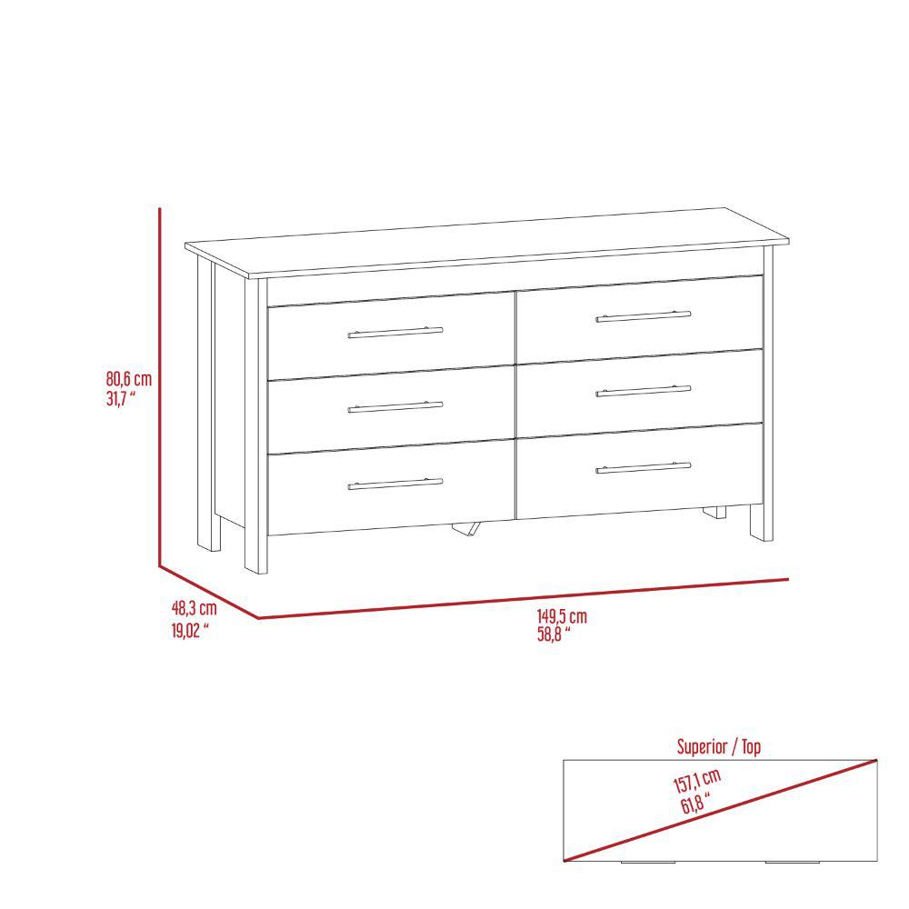 Luxor 6 Drawer Double Dresser. Picture 5