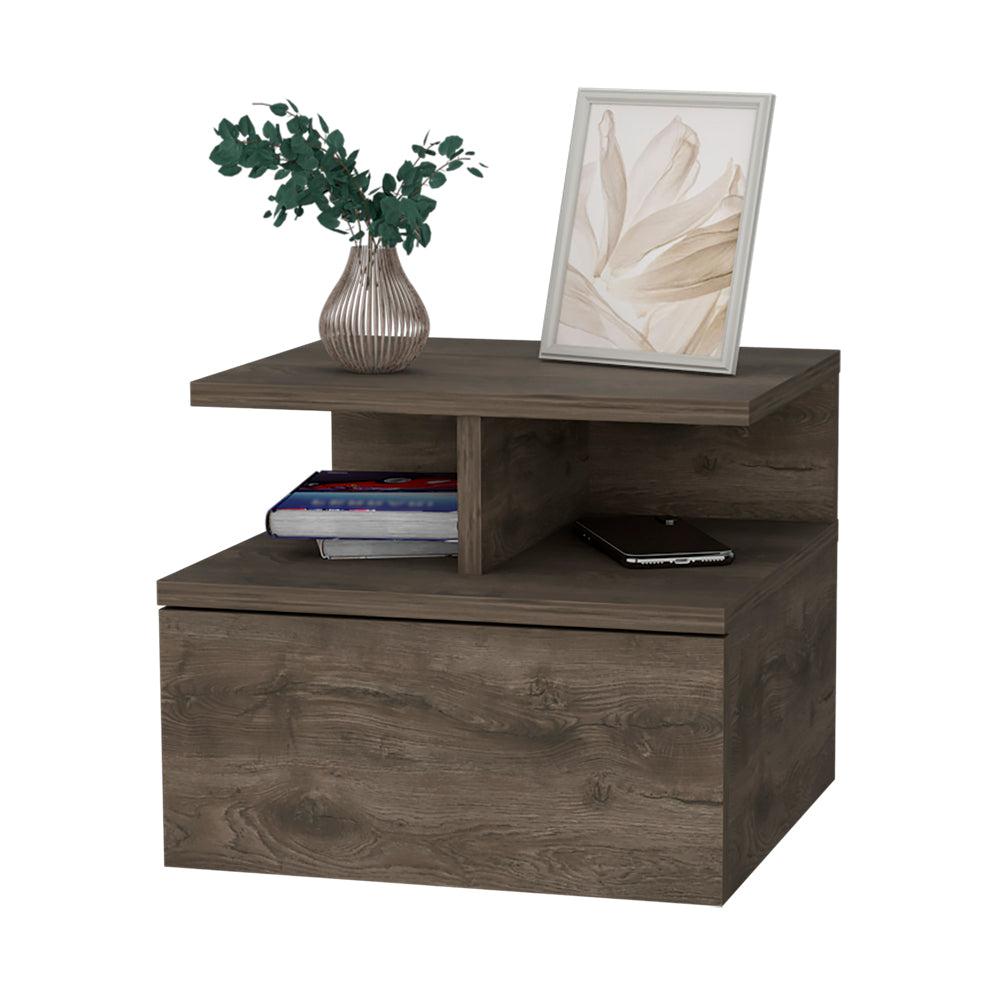 Augusta Floating Nightstand with 2-Tier Shelf and 1-Drawer. Picture 6