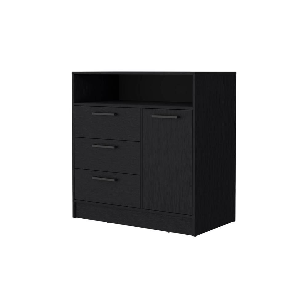 Cresco 3 Drawer Dresser with Door Cabinet and Open Storage Shelf. Picture 1