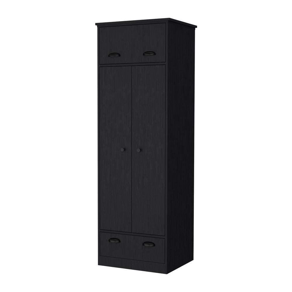 Linch Armoire with Hinged Drawer, Double Door Cabinet and 1-Drawer. Picture 1