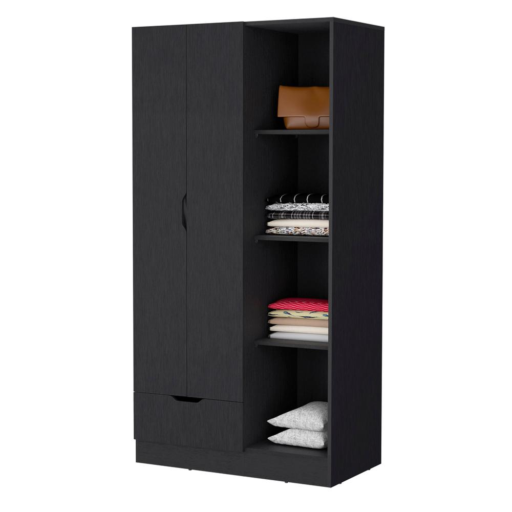 Redmond Armoire with Single Drawer, 4 Storage Shelves and Hanging Rod. Picture 6