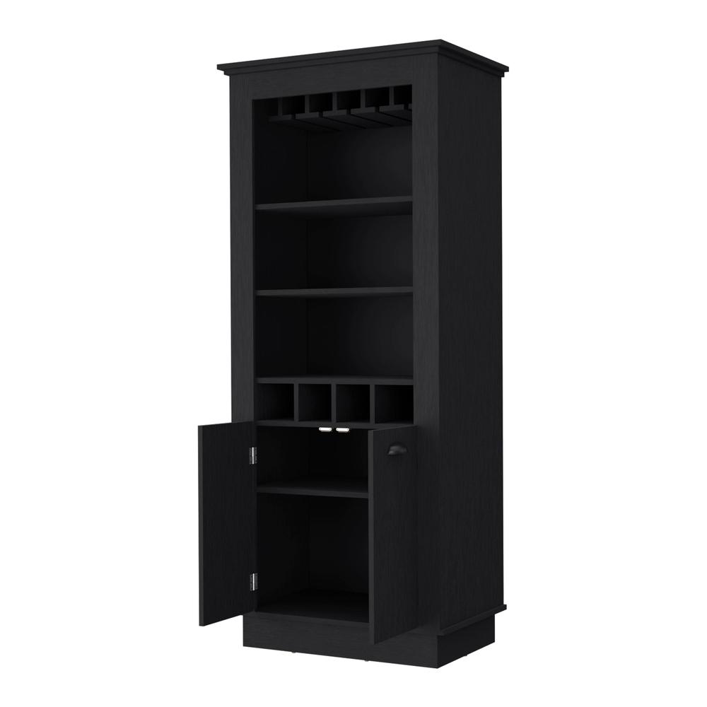 Hampton Bar Cabinet with 4-Built In Wine Rack, Glass Holder and Storage Cabinet. Picture 4