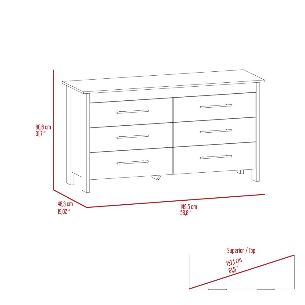 Luxor 6 Drawer Double Dresser. Picture 5