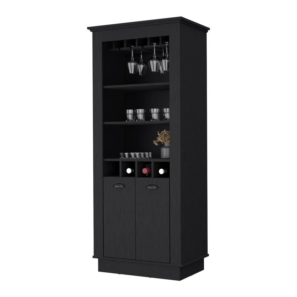 Hampton Bar Cabinet with 4-Built In Wine Rack, Glass Holder and Storage Cabinet. Picture 5
