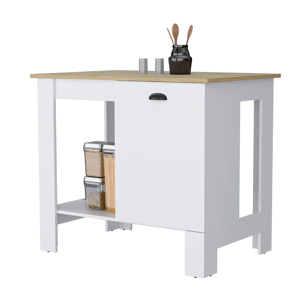 Lander Kitchen Island with Single Door and Lower Open Shelf. Picture 6