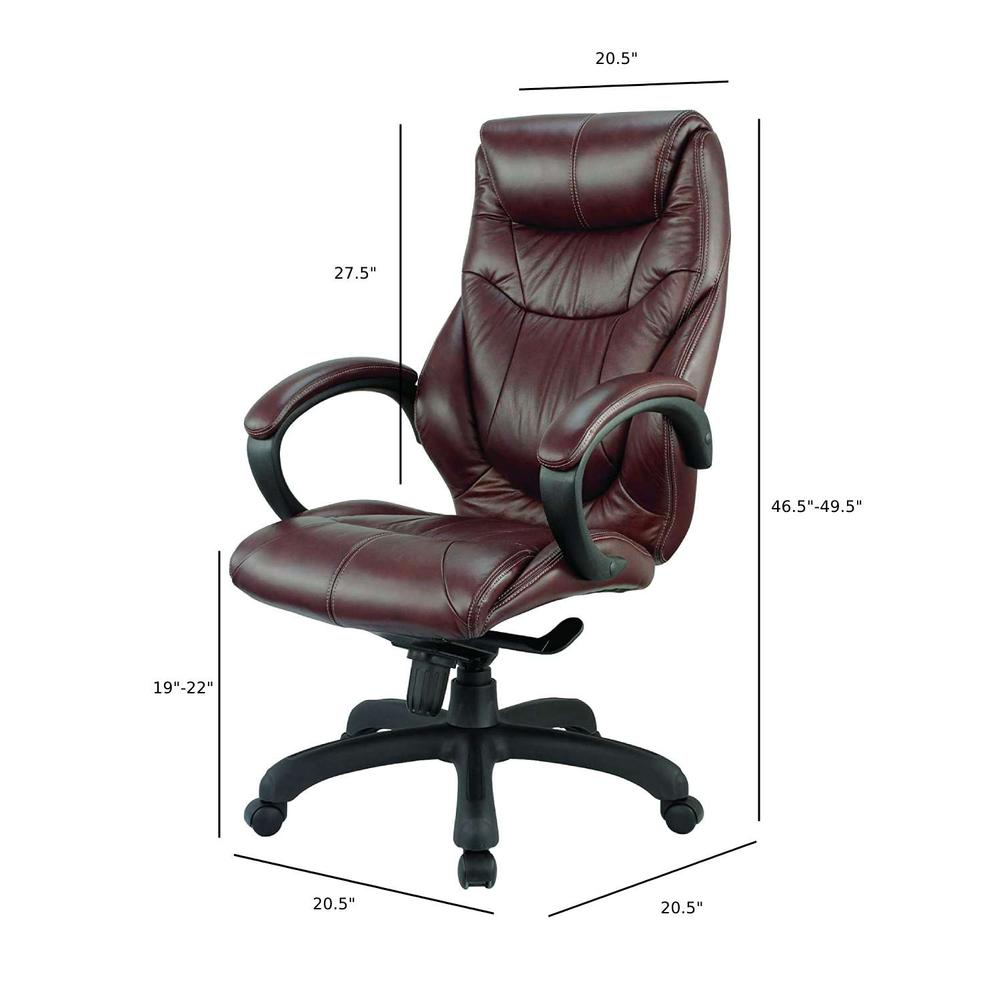 Real Leather High Back Executive Chair - Chocolate Brown. Picture 2