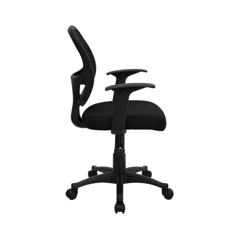 Mid-Back Black Mesh Computer Chair - With T Arms. Picture 3