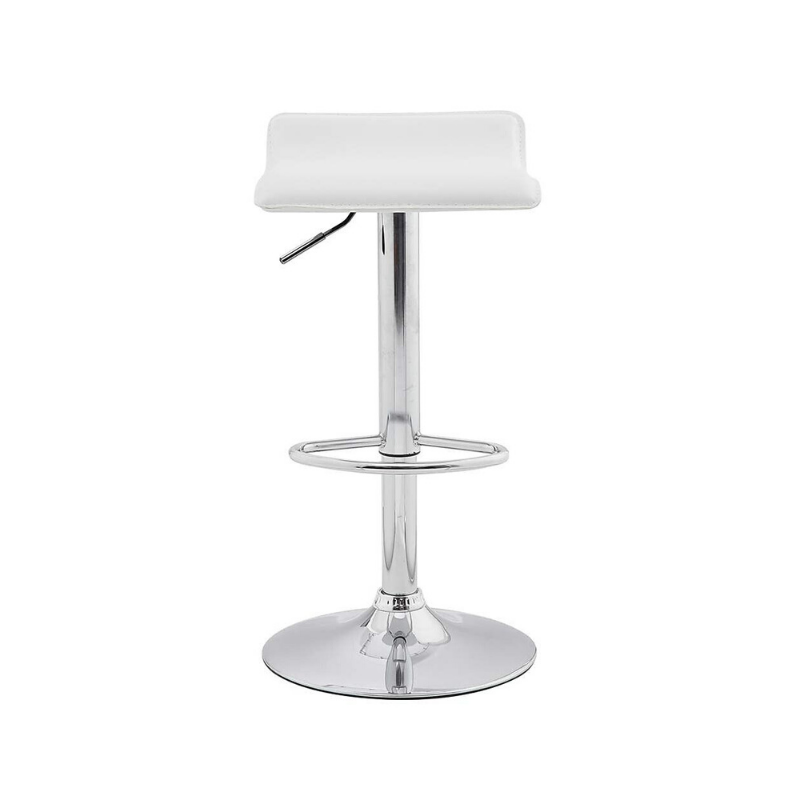 Bar Stool Faux Leather Air Lift Adjustable Height - White, Set of 2. Picture 2