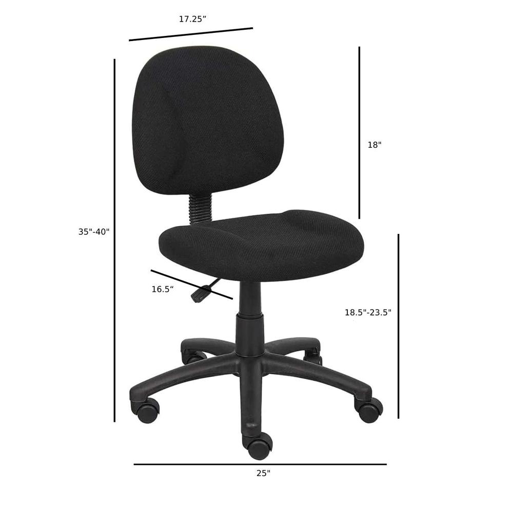 Perfect Posture Deluxe Office Task Chair with Adjustable Arms, Black. Picture 2