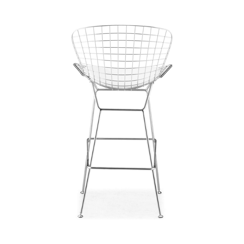 Counter Stool Chromed Steel Wire Frame Counter Height Stool - White, Set of 1. Picture 2