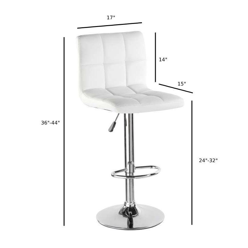 Hexagrid PU Height Adjustable Bar Stool - White, Set of 2. Picture 3