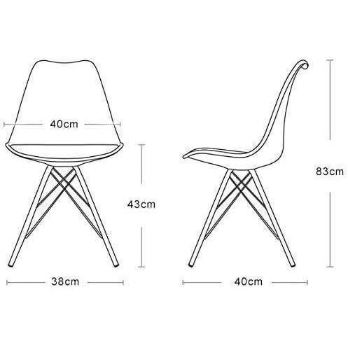 Eiffel Dining Room Chair with Natural Wood Legs, Black - Set of 4. Picture 3