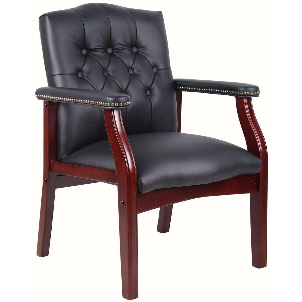 Traditional Black Caressoft Vinyl Guest Chair Conference Room Side Chair - Black. Picture 1