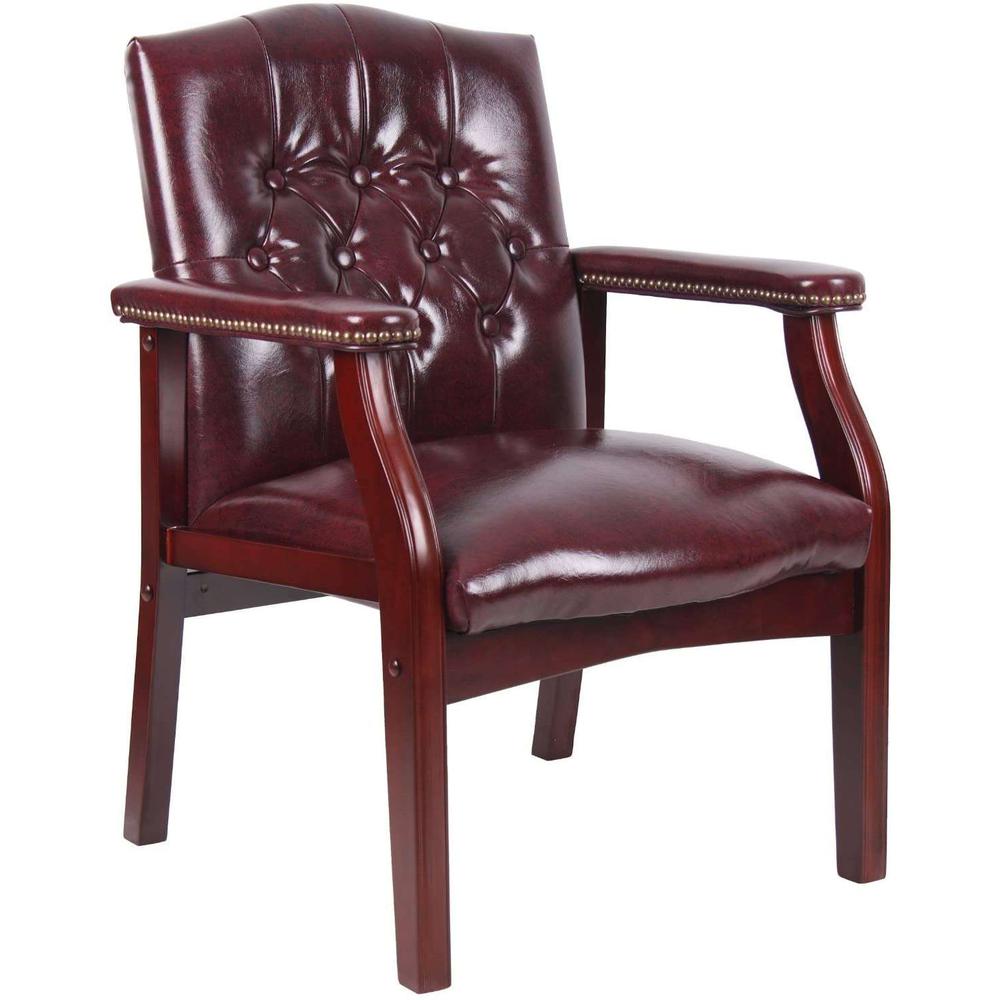 Black Caressoft Vinyl Guest Chair Conference Room Side Chair - Burgundy. Picture 1