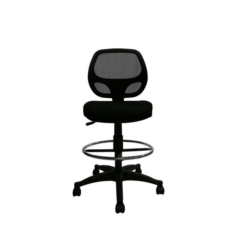 Black Mesh Computer Desk Chair with Foot ring - Without Arms. Picture 1