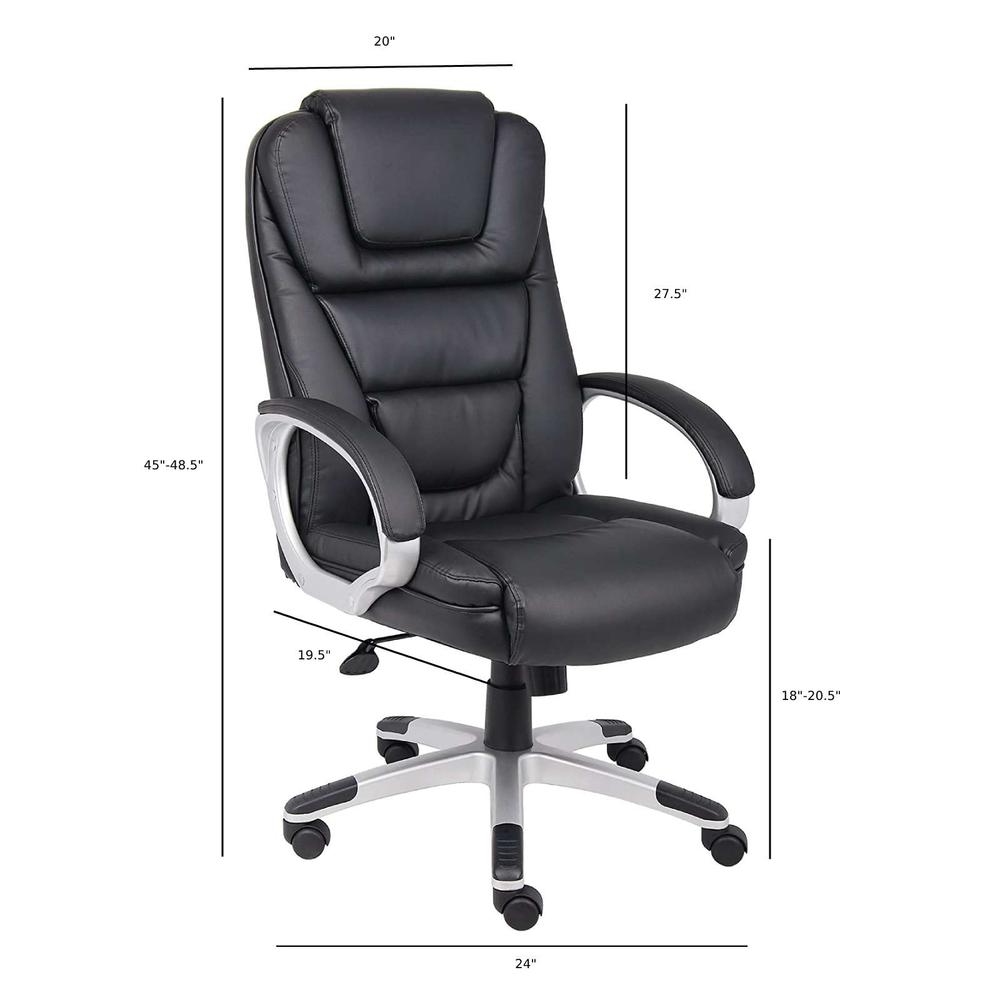 High Back PU Leather Executive Office Chair - Black. Picture 4