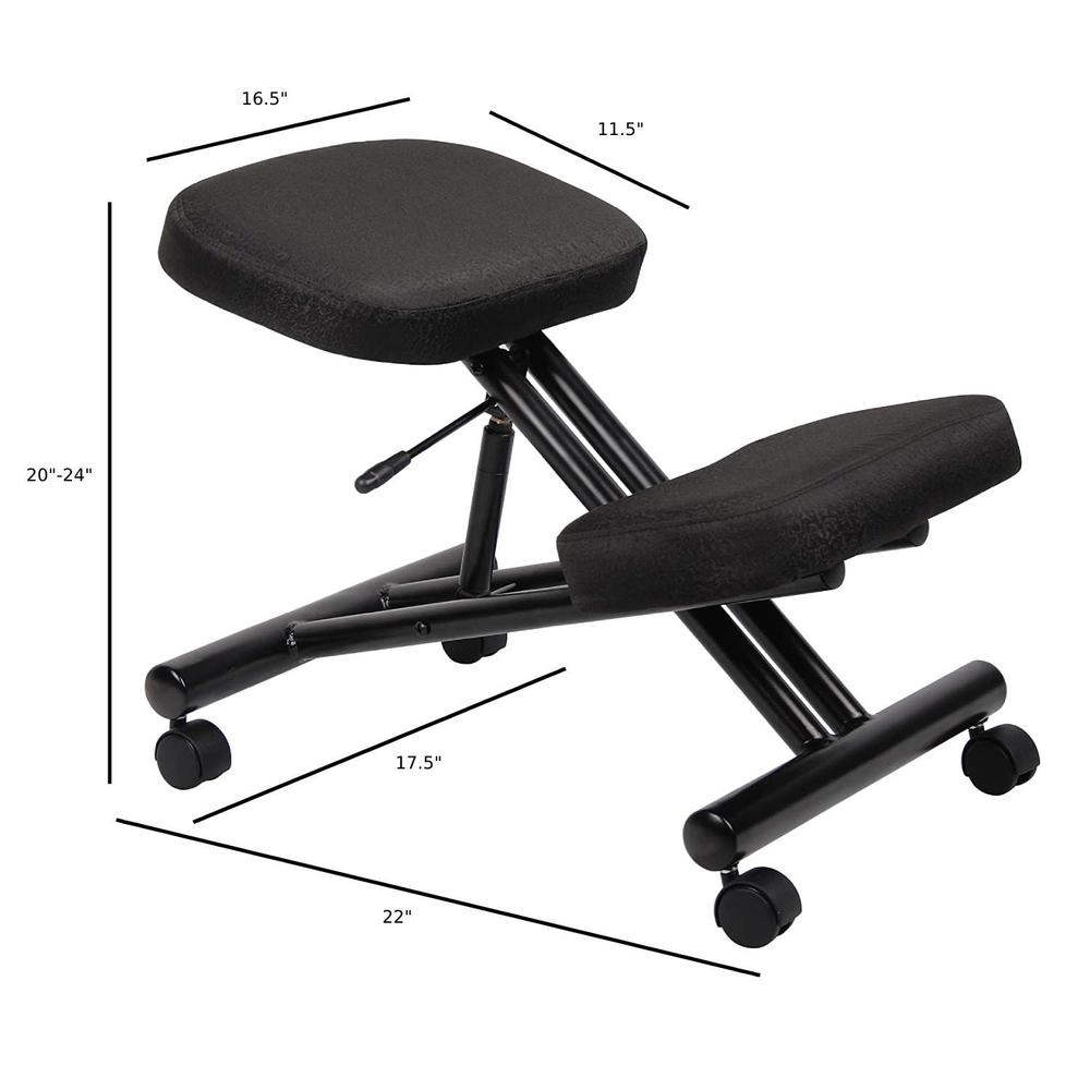 Ergonomic Kneeling Chair Steel frame Knee Stool in Black Fabric. Picture 6