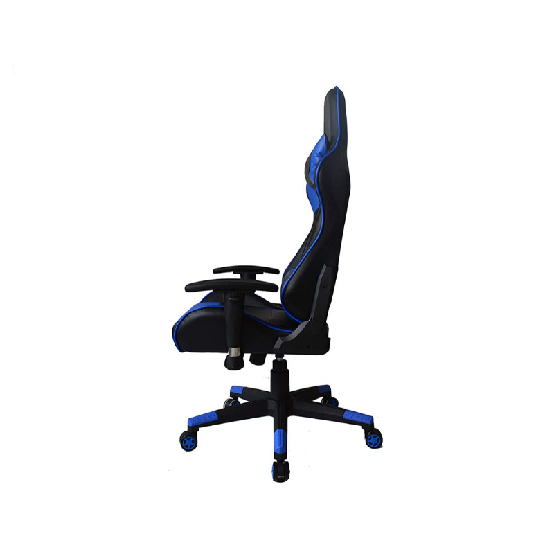 Ergonomic Racing Gaming Chair with Head Cushions and Adjustable Armrest - Blue. Picture 2