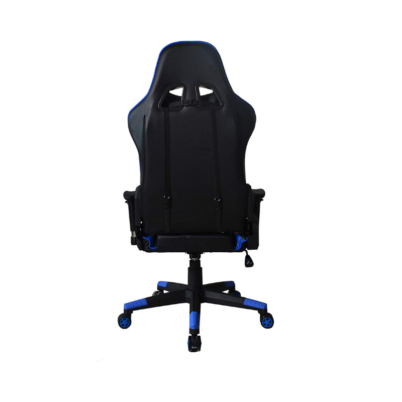 Ergonomic Racing Gaming Chair with Head Cushions and Adjustable Armrest - Blue. Picture 4