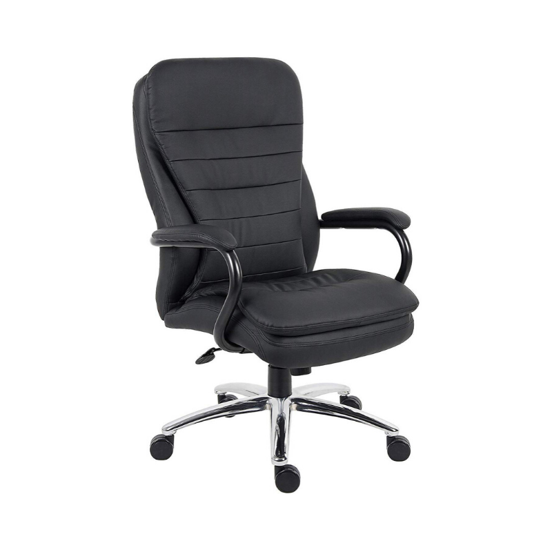 Big and Tall Executive Office Chair for Heavy Duty Big Man Black - Real Leather. Picture 1