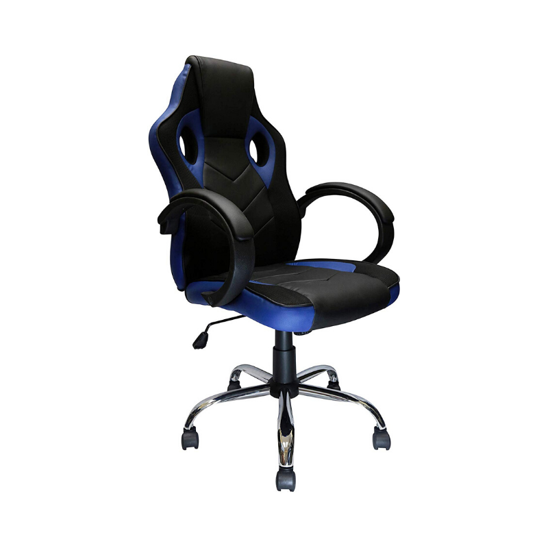 Ergonomic Racing Game Chair with Tilt and Armrest - Blue. Picture 1