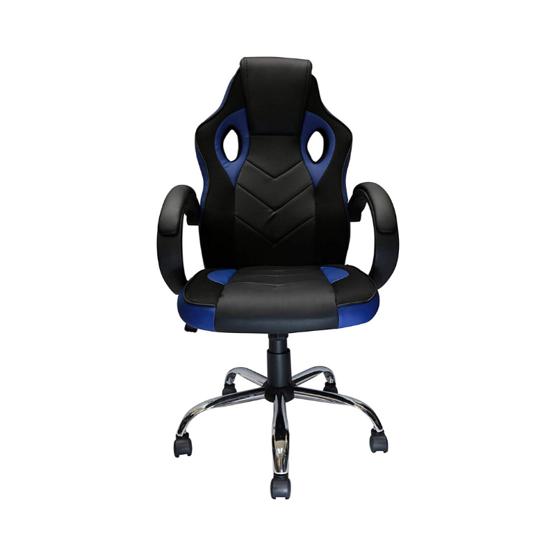 Ergonomic Racing Game Chair with Tilt and Armrest - Blue. Picture 2
