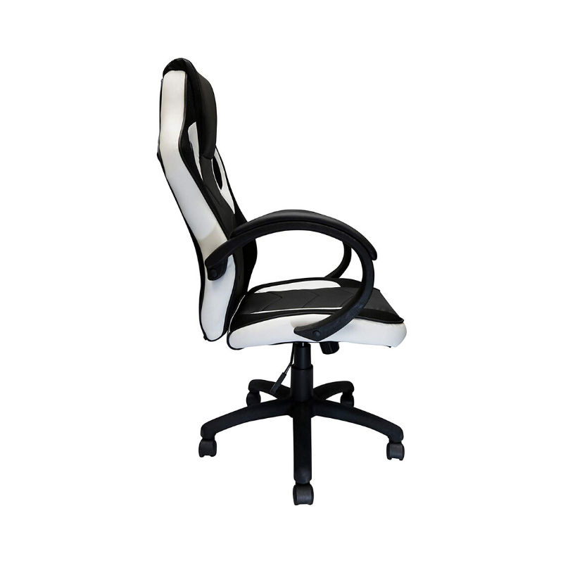 Ergonomic Racing Game Chair with Tilt and Armrest - White. Picture 2