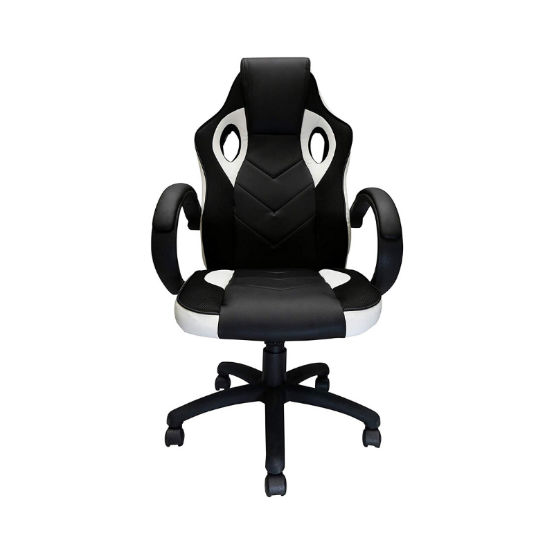 Ergonomic Racing Game Chair with Tilt and Armrest - White. Picture 3