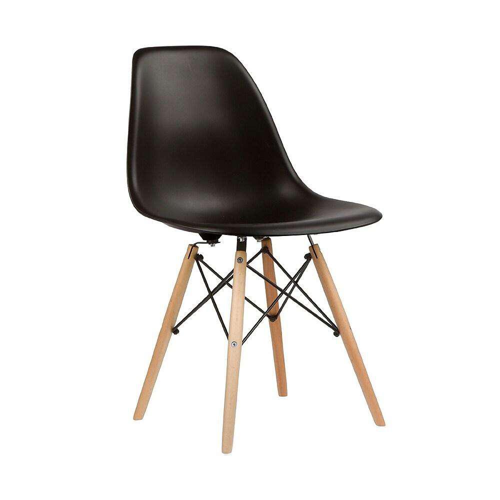 Eiffel Dining Room Chair with Natural Wood Legs, Black - Set of 4. Picture 1