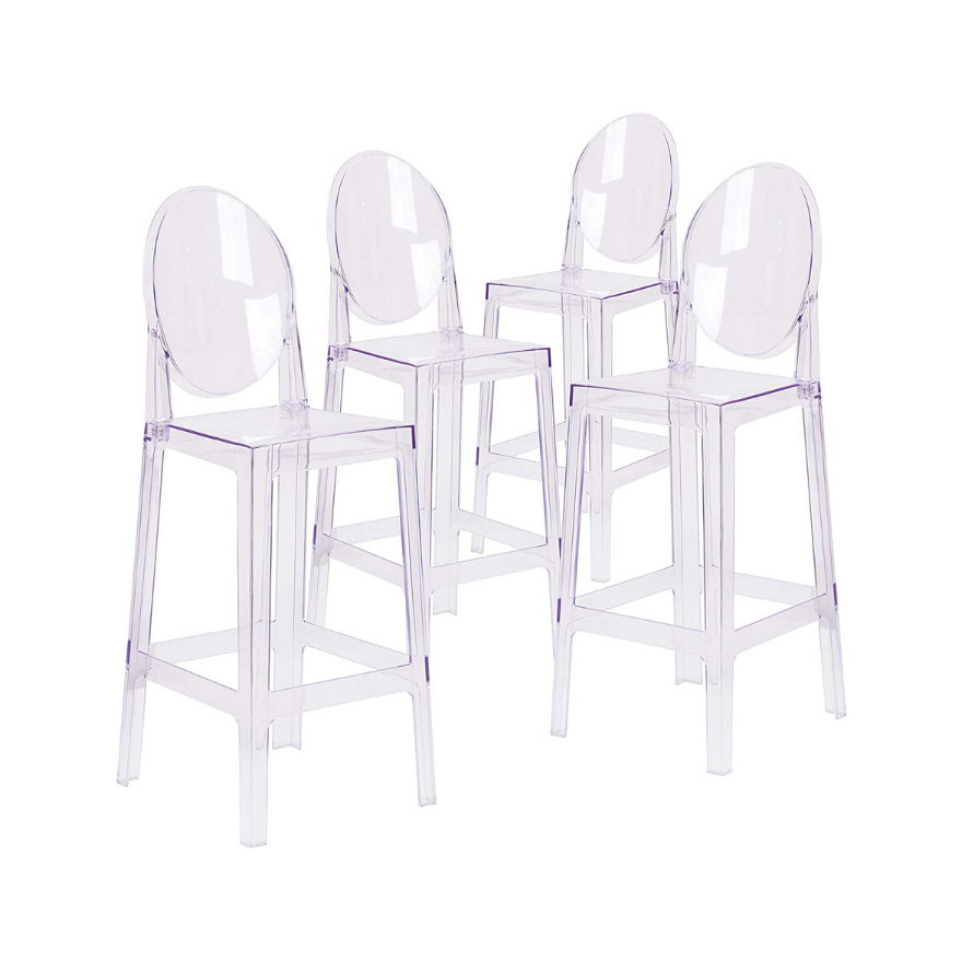 Counter Stool Accent Stool Arm Less Chairs Seats with Oval Back - Set of 4. Picture 1