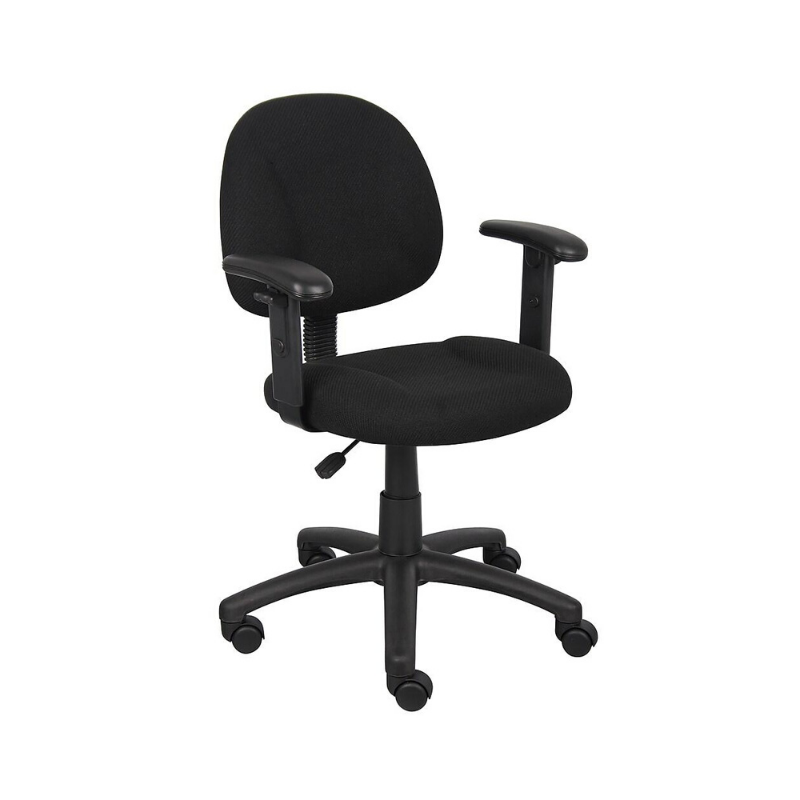 Task Chair Black Computer Desk Chair Office Chair with Adjustable T Arms. Picture 1