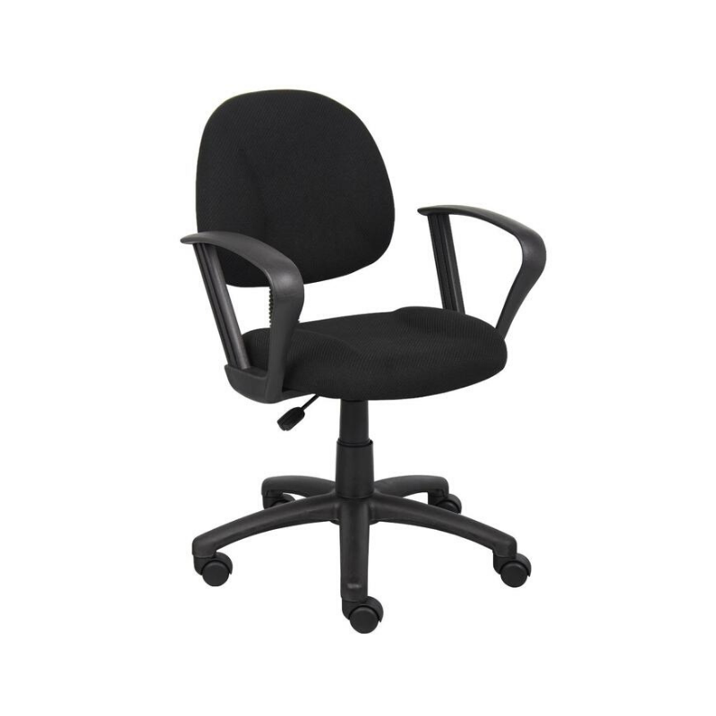 Perfect Posture Deluxe Office Task Chair with Adjustable Arms, Black. Picture 1