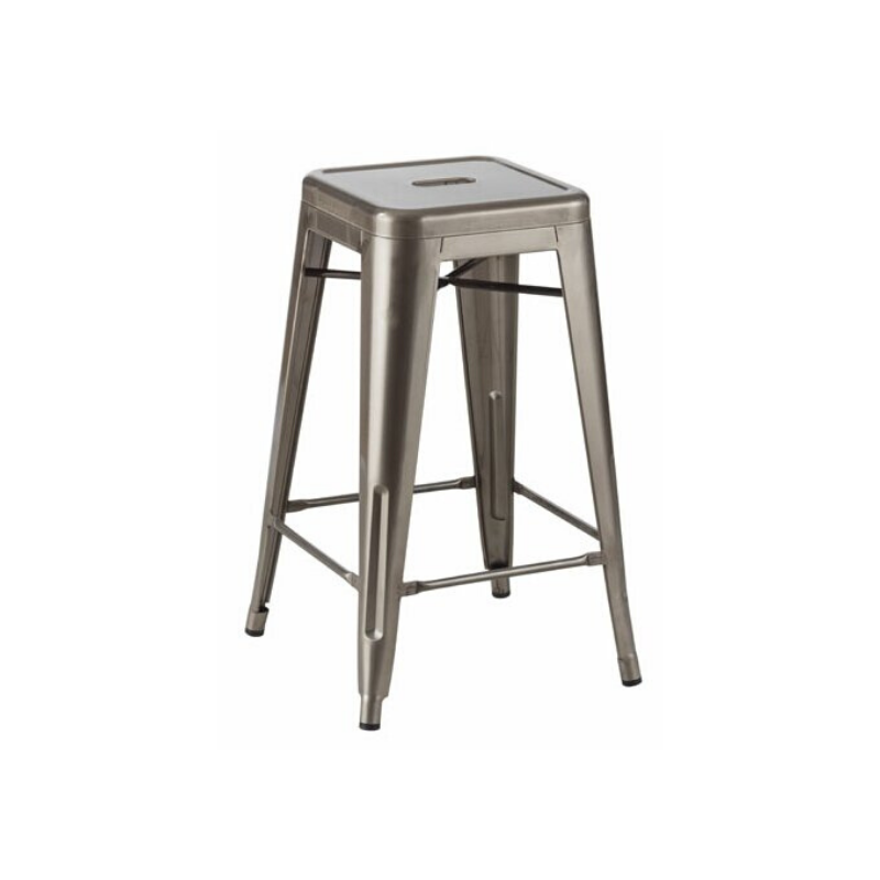 Backless Metal Industrial Stacking Counter Height Stool - Gunmetal, Set of 1. Picture 1