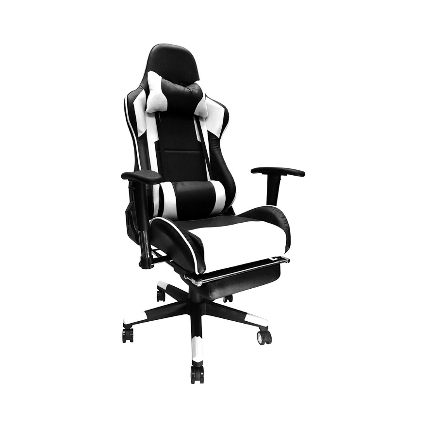 Reclining Gaming Chair with Cushion Adjustable Armrest and Footrest - White. Picture 2