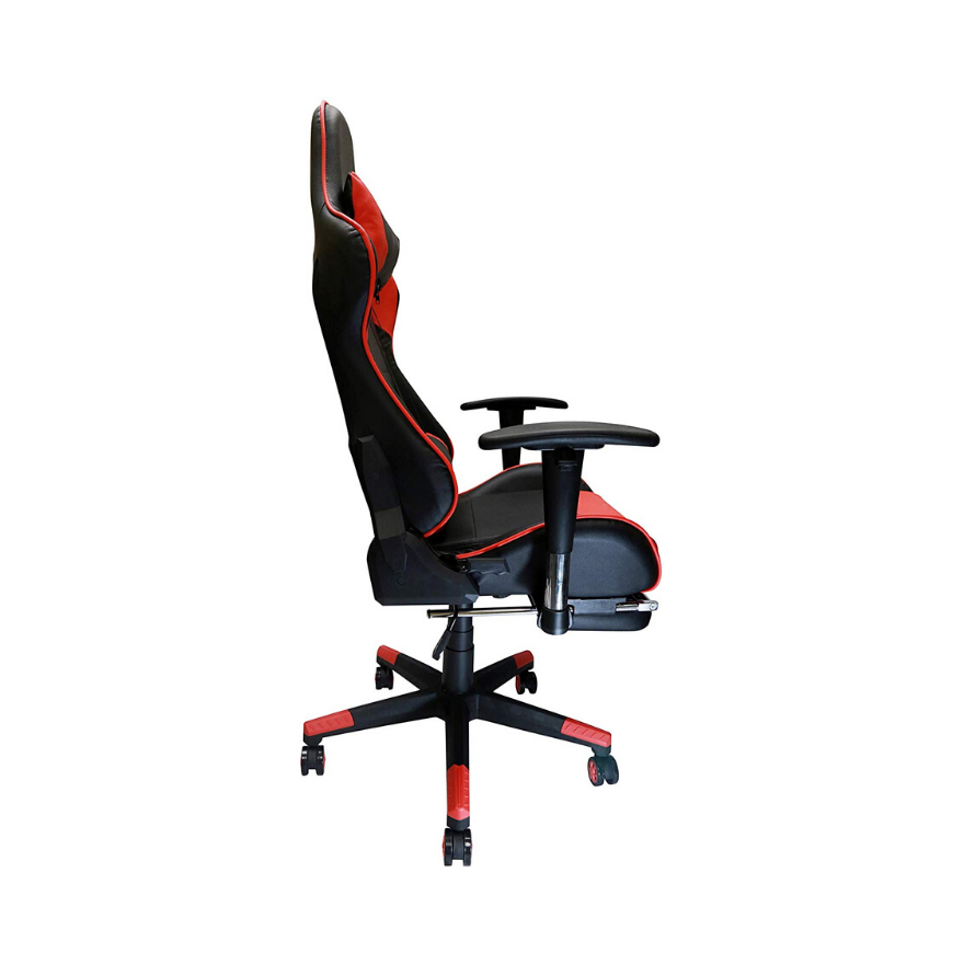 Reclining Gaming Chair with Cushion Adjustable Armrest and Footrest - Red. Picture 4
