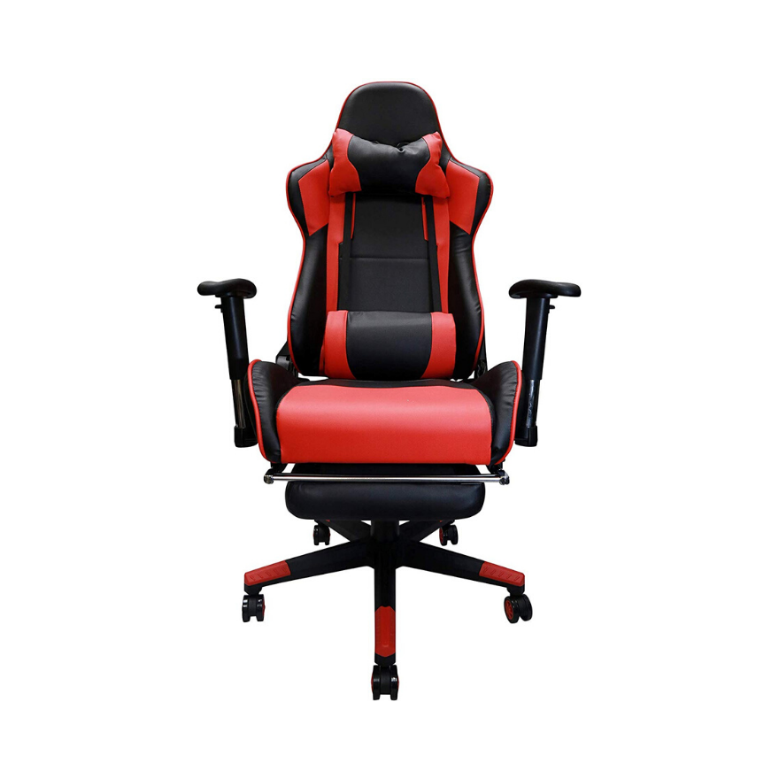 Reclining Gaming Chair with Cushion Adjustable Armrest and Footrest - Red. Picture 3