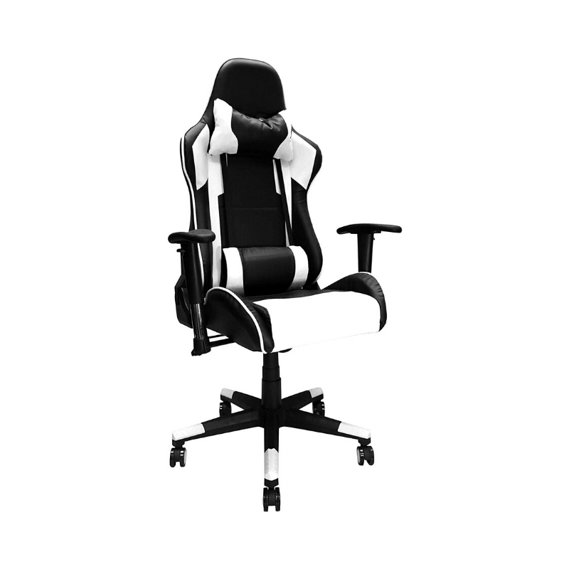 Ergonomic Racing Gaming Chair with Head Cushions and Adjustable Armrest - White. Picture 1