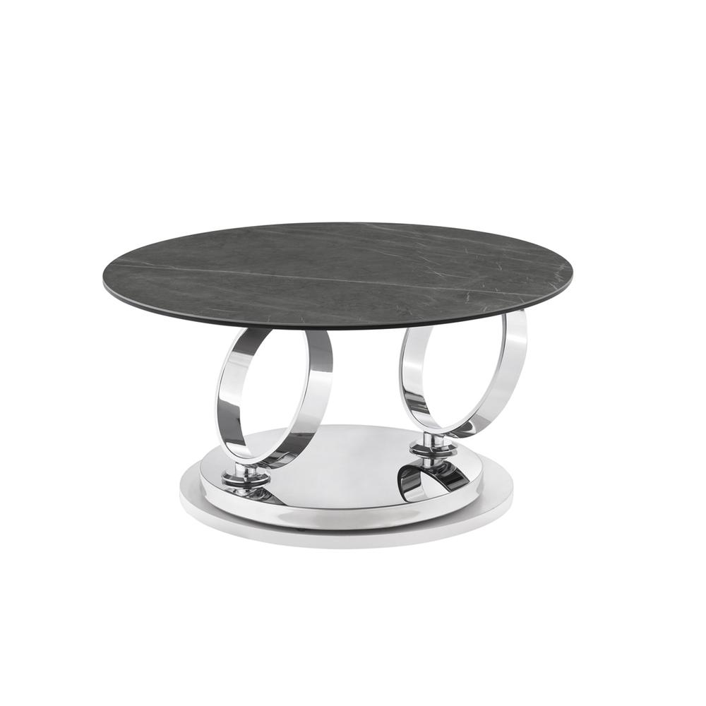 Satellite round extendable swivel coffee table in clear glass.. Picture 13