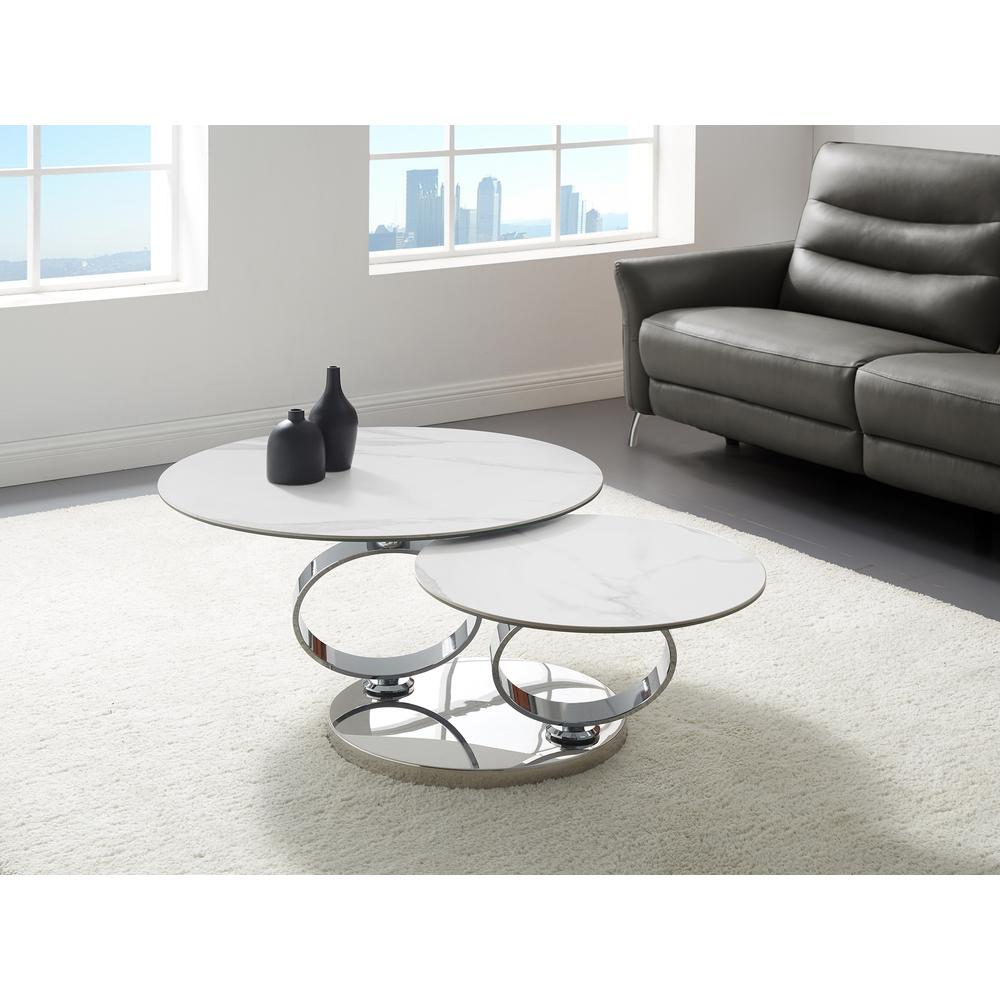 Satellite round extendable swivel coffee table in clear glass.. Picture 4