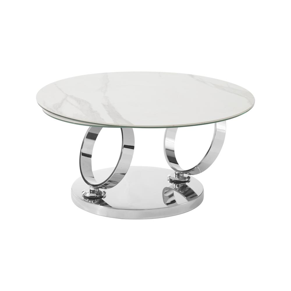 Satellite round extendable swivel coffee table in clear glass.. Picture 11