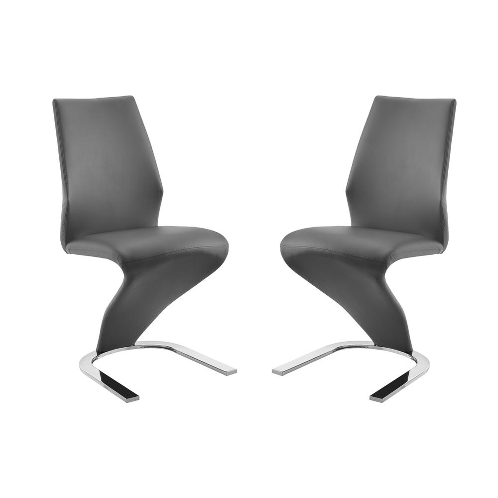 Boulevard Set of 2 dining chair in gray pu leather.. Picture 1
