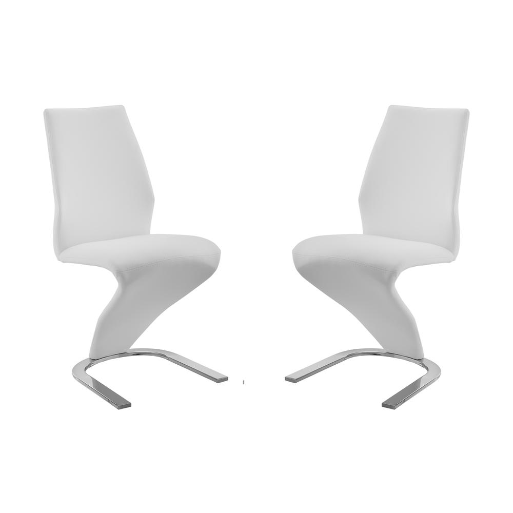 Boulevard Set of 2 dining chair in white pu leather.. Picture 1
