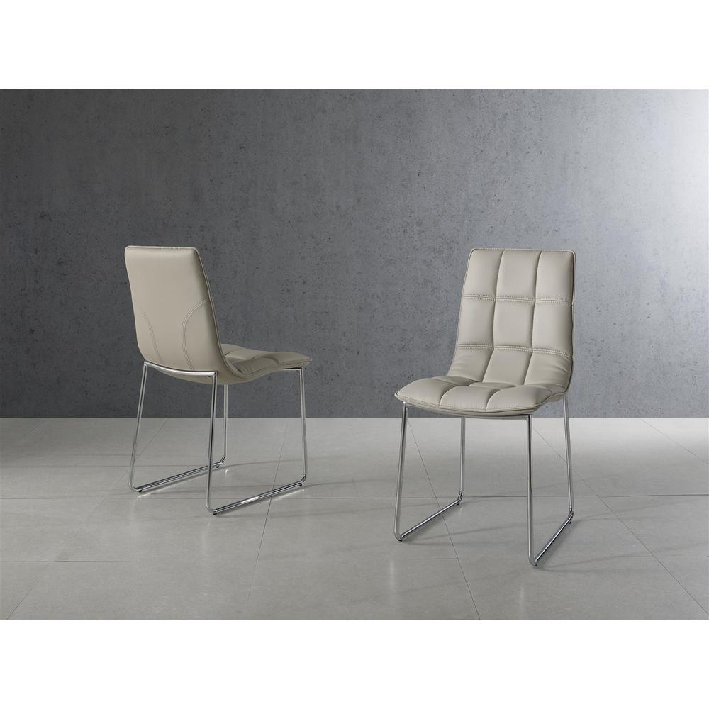 Leandro Set of 2 dining chair in taupe pu leather.. Picture 1