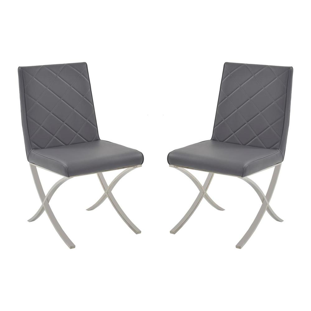 Loft Set of 2 dining chair in gray pu leather.. Picture 1