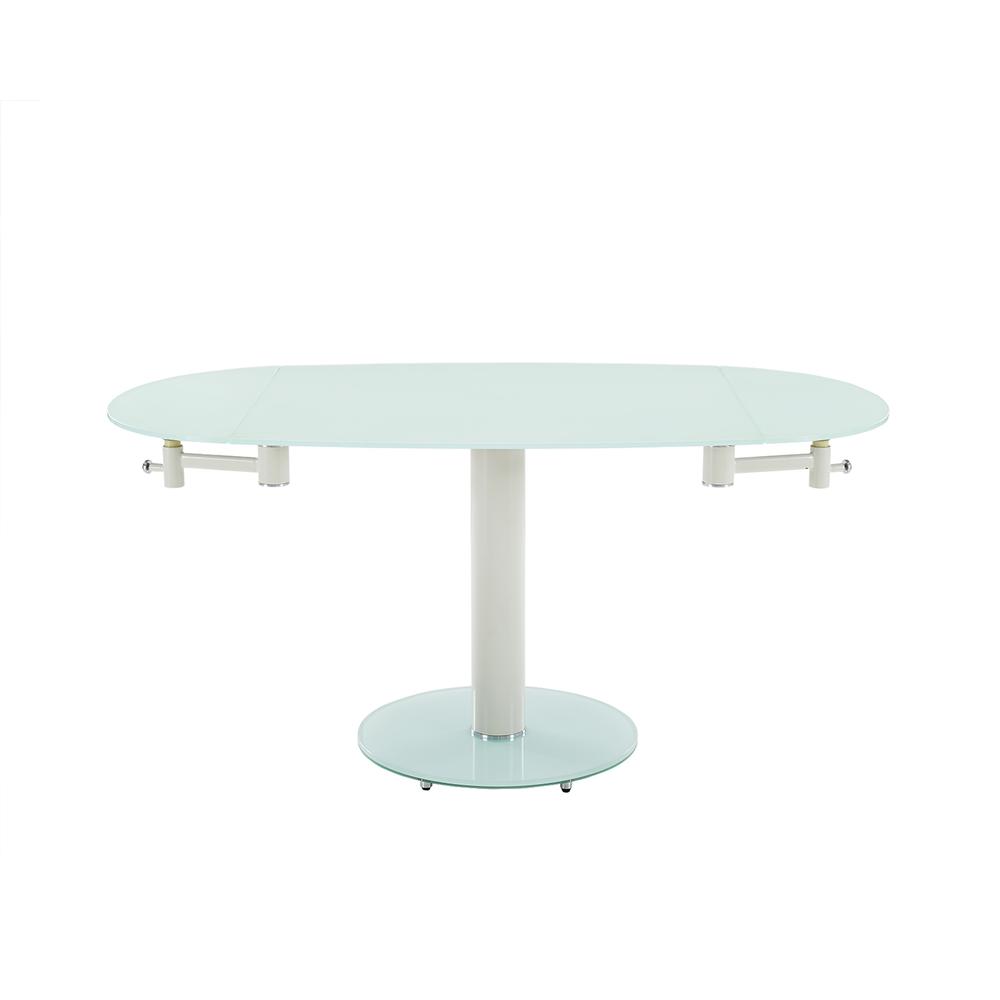 Thao manual dining table with white base and white top.. Picture 2