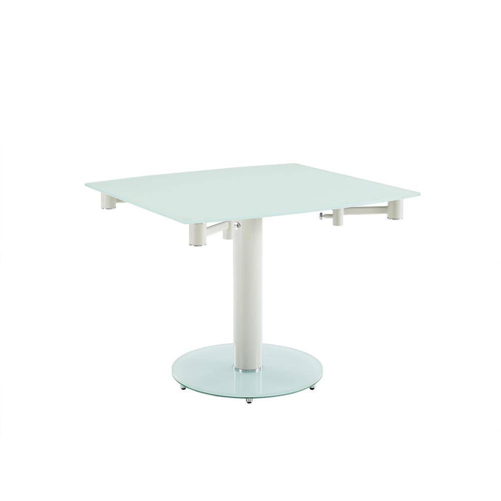 Thao manual dining table with white base and white top.. Picture 3