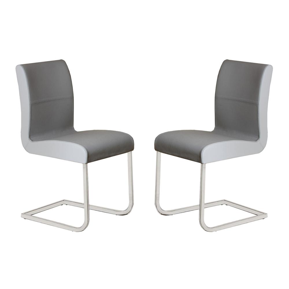 Stella Set of 2 dining chair in gray top grain leather.. Picture 1