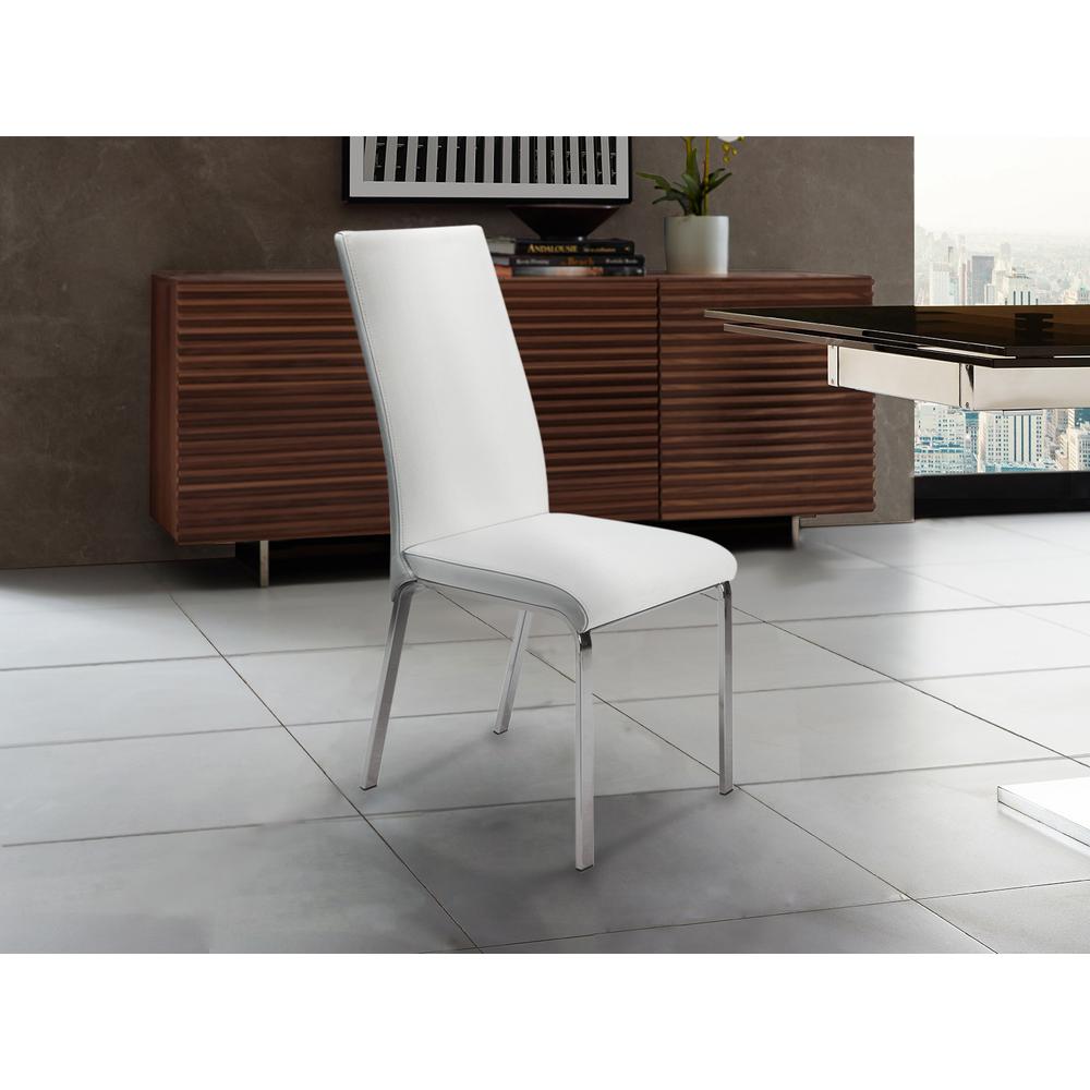 Loto Set of 2 dining chair in white top grain leather.. Picture 2