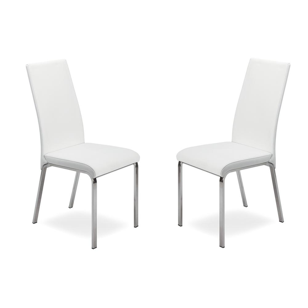 Loto Set of 2 dining chair in white top grain leather.. Picture 1