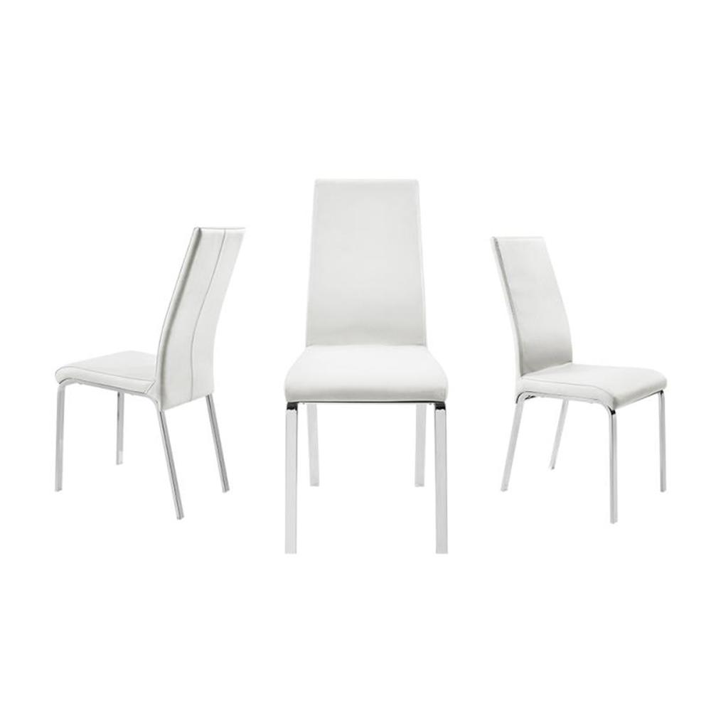 Loto Set of 2 dining chair in white top grain leather.. Picture 5